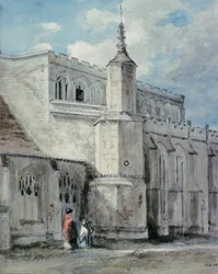 Parte del exterior de la iglesia de East Bergholt: El lado norte, c. 1801-05