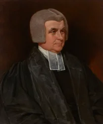 Retrato del reverendo Dr. John Wingfield (1760-1825), canónigo de la catedral de Worcester, de medio cuerpo, con toga negra y bandas blancas.