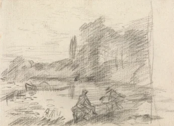 Dos figuras junto a un río