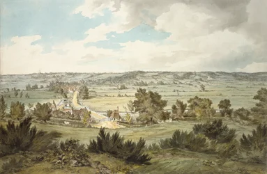 Valle del Stour con Stratford St Mary visto desde cerca de Dedham, c1800