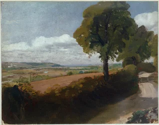 Vista de Dedham desde el camino que lleva de la iglesia de East Bergholt a Flatford