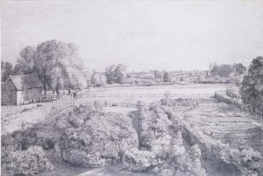 Vista de East Bergholt sobre el jardín de la casa de Golding, Constable