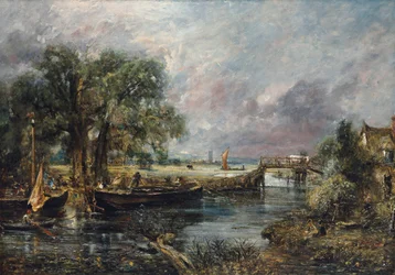 Vista del Stour cerca de Dedham, boceto a escala real, c.1821-22 (óleo sobre lienzo)