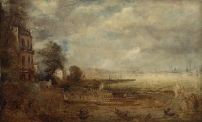 Puente de Waterloo visto desde Whitehall Stairs, c.1829