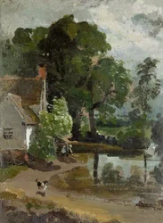 Casa de Willy Lott, cerca del molino de Flatford, c.1811 (óleo sobre papel)