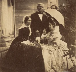 Condesa Canning con invitados, Casa de Gobierno, Allahabad, 1858