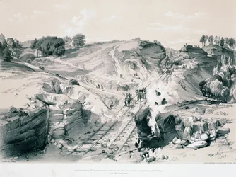 Voladura de rocas, Linsdale, Buckinghamshire, 1830s