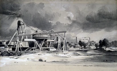 Cabrestante y bombas en el túnel de Kilsby, Northamptonshire, 16 de julio de 1837