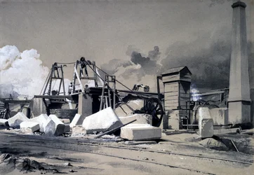Pozo de ventilación y motor de enrollado, túnel de Kilsby, 18 de julio de 1837