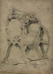 Cabrestante o mecanismo de cangrejo para enrollar cadenas, 1830s