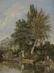 Escena de Río con Niños Bañándose