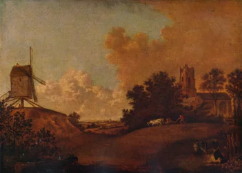 Iglesia y molino de Orford, Suffolk, c. 1782
