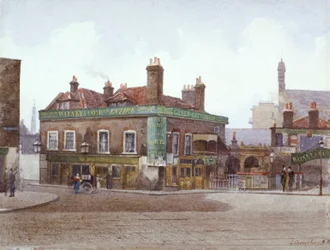 Taberna Green Gate en la intersección de City Road y Bath Street, Londres, c. 1880