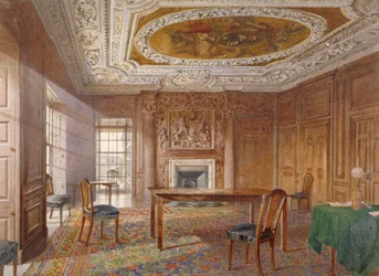 Vista interior de la Sala de Roble, New River Head, Finsbury, Londres, 1886