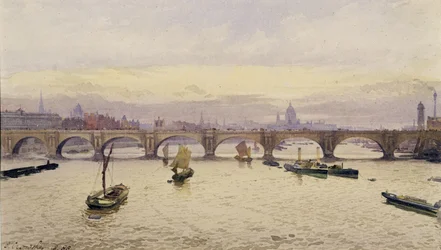 Vista del Puente de Waterloo desde el Puente de Hungerford, 1888