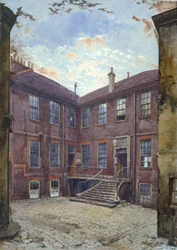Vista de una casa antigua en Great Winchester Street, Ciudad de Londres