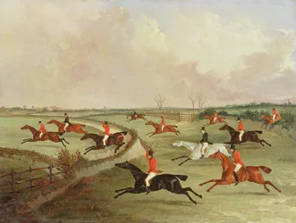 La caza de Quorn en plena carrera: Segundos caballos