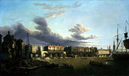 Vista del Puente Viejo de Londres como era en 1747