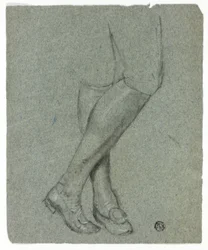 Piernas cruzadas de una figura de pie
