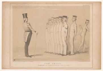 Spotprent conoció al primer ministro Peel como instructor militar El taladro. Descartar - como estabas (firme allí en la fila trasera) (título en el objeto) Bocetos HB (título de la serie en el objeto)