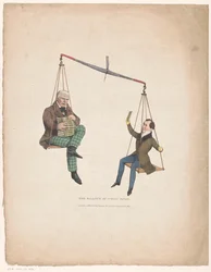 Balanza con los escritores Walter Scott y Thomas Moore, The balance of public favor (título en el objeto)