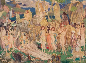 Marfil, monos y pavos reales La Reina de Saba, c1909