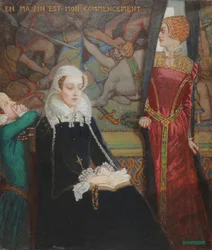 Mary Queen of Scots at Fotheringhay, c.1929 (temple sobre lienzo)