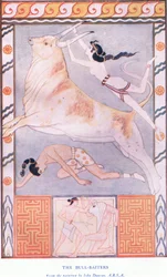 Los cazadores de toros, ilustración de Mitos de Creta y Europa Prehelénica, pub. por The Gresham Publishing Company Limited 1920s
