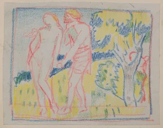 Sin título [Figura masculina y femenina en un paisaje]