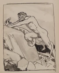 Sin título [Hombre luchando con una serpiente]