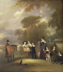 El reverendo y la Sra. Henry Palmer con sus seis hijos menores en Withcote Hall, cerca de Oakham, Leicestershire