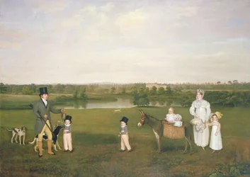 William Hetton Cooke con su esposa e hijos en Worleston Rookery, Chester