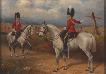 Dos oficiales a caballo del 2º de Dragones (Royal Scots Greys)