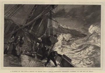 Un vistazo al sol, un boceto a bordo del vapor Zambesi de la compañía P y O en la Bahía de Vizcaya