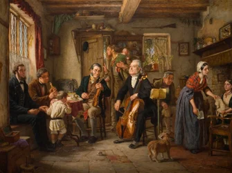 Ensayo filarmónico en una granja, 1860
