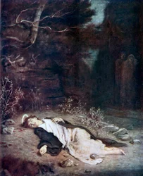 San Esteban, "Se durmió" (litografía en color)