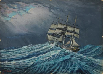 Un velero, Finales del siglo XIX - mediados del siglo XX (óleo sobre cartón)
