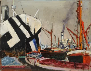 London Docks, finales del siglo XIX-mediados del XX (óleo)