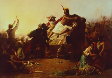 Pizzaro midiendo al Inca de Perú, por John Everett Millais