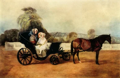 Una abuela victoriana conduciendo en un carruaje de ponis..., principios-mediados del siglo XIX, 1942