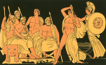 Atenea reprimiendo la furia de Aquiles