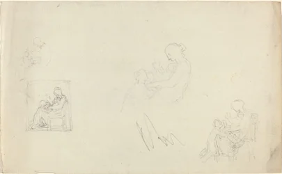 Cuatro Estudios de una Mujer Sentada con Niños a Sus Pies (Bocetos para el Monumento a Lady FitzHarris?)
