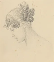 Cabeza de una mujer mirando hacia abajo (¿Theresa Turner?)
