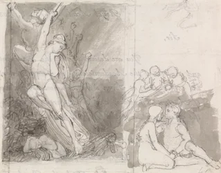 Ilustración del Paraíso Perdido de Milton - Adán y Eva Custodiados por los Ángeles