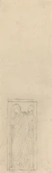 Relieve con dos figuras con capas