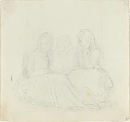 Tres figuras femeninas sentadas