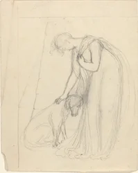 Mujer acariciando a un perro