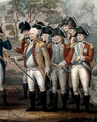 Oficiales británicos Tarleton, Cornwallis, Abercrombie, O