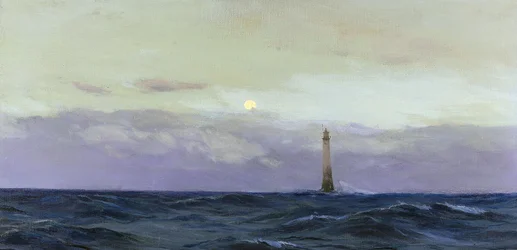 Faro de Wolf Rock, una isla rocosa frente a la costa de Cornualles (Inglaterra). Óleo sobre lienzo de John Fraser ()