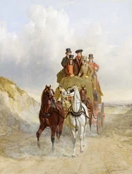El coche de correos real en la carretera, 1841